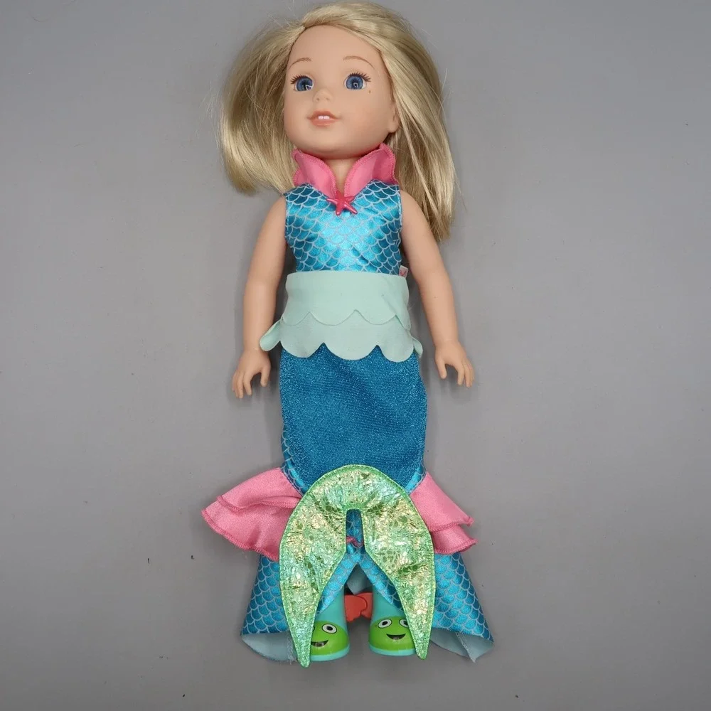 American‎ Girl Wellie Wishers Doll Camille Mermaid Outfit & Boots Blonde 14.5